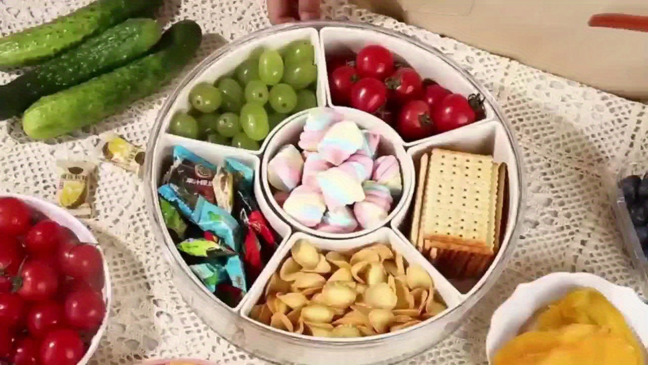 Bandeja giratória para lanches com tampa