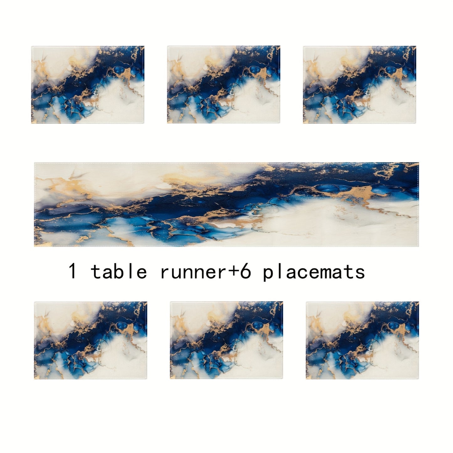 Jogos Americanos - 5/7 bandeiras de mesa com design de mármore azul e dourado