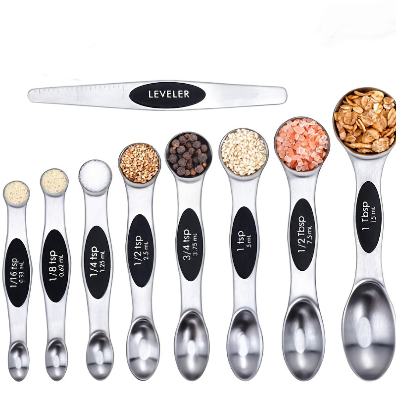 Conjunto de 8 xícaras e colheres medidoras coloridas de aço inoxidável