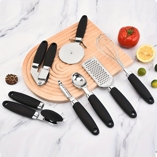 Conjunto de utensílios de cozinha de aço inoxidável - 7 peças