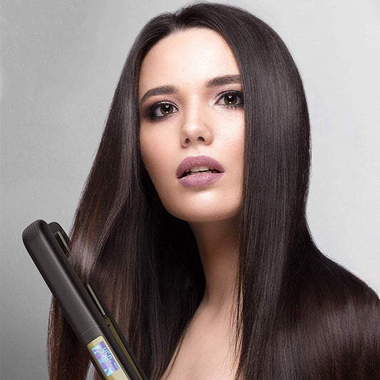 Alisador de Cabelo profissional Kipozi - aquecimento instantâneo de ferro plana 2 em 1 modelador de cabelo display digital lcd - Magazzino-di-Mario