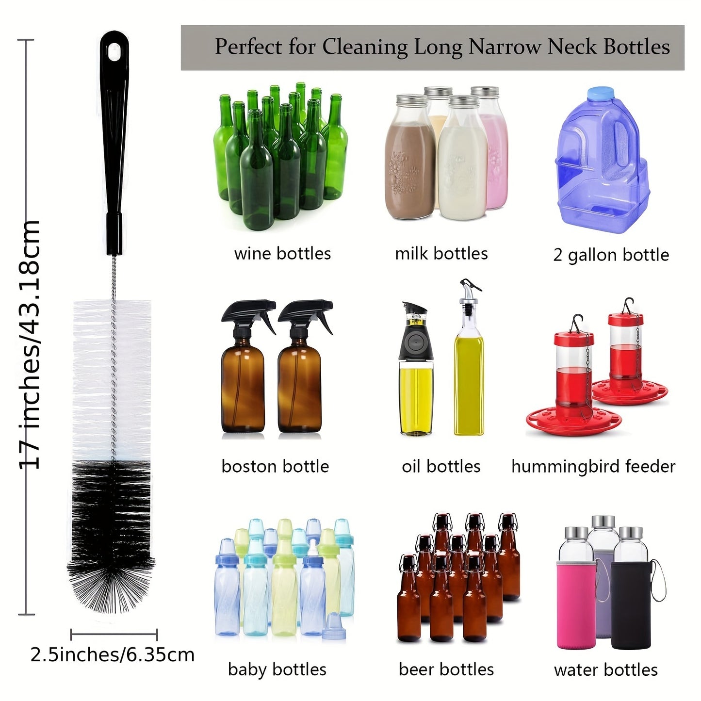 Conjunto de 8 escovas para lavar garrafas