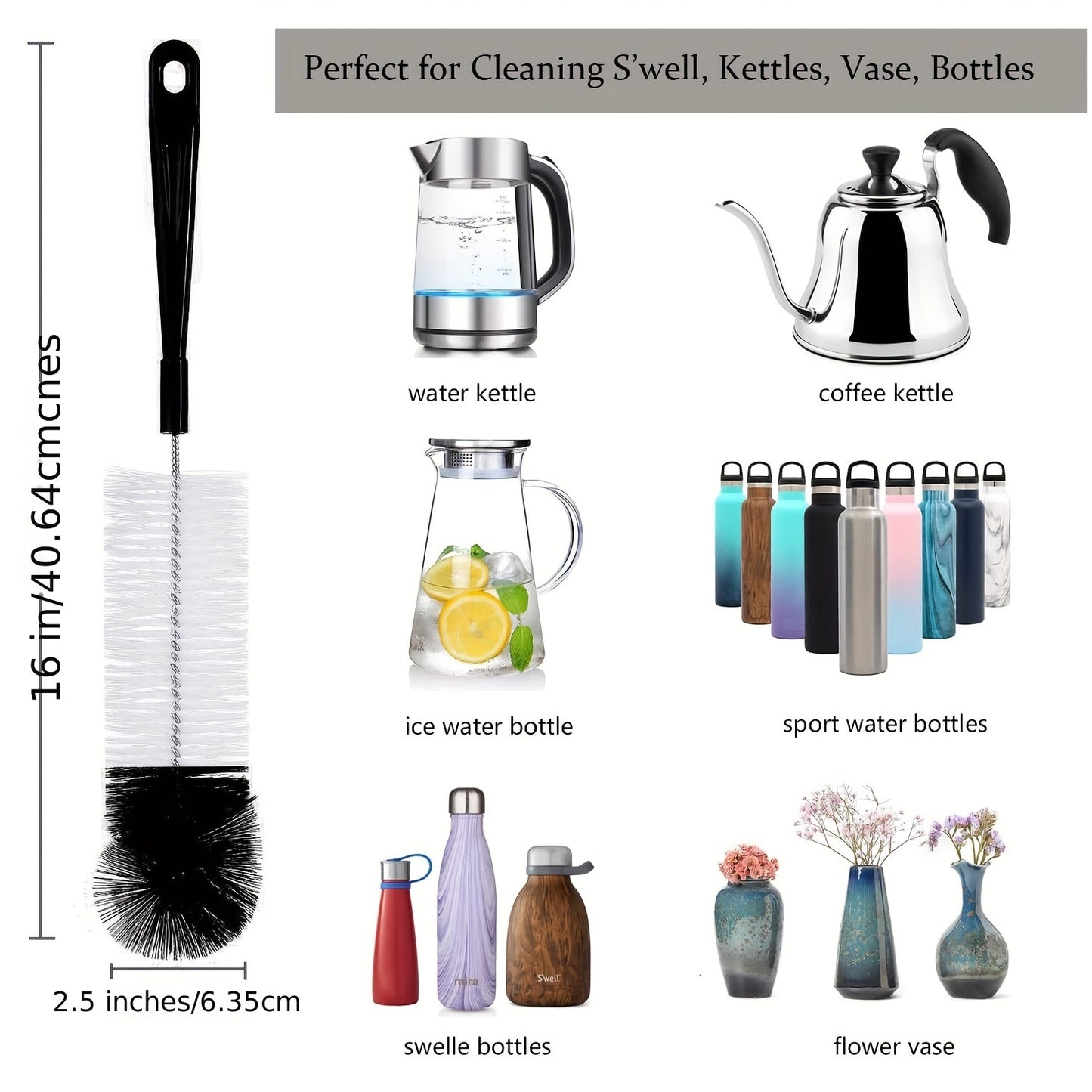 Conjunto de 8 escovas para lavar garrafas