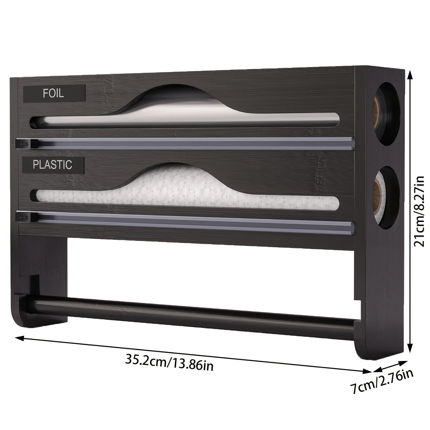 Organizador de papel alumínio e filme plástico 4 em 1