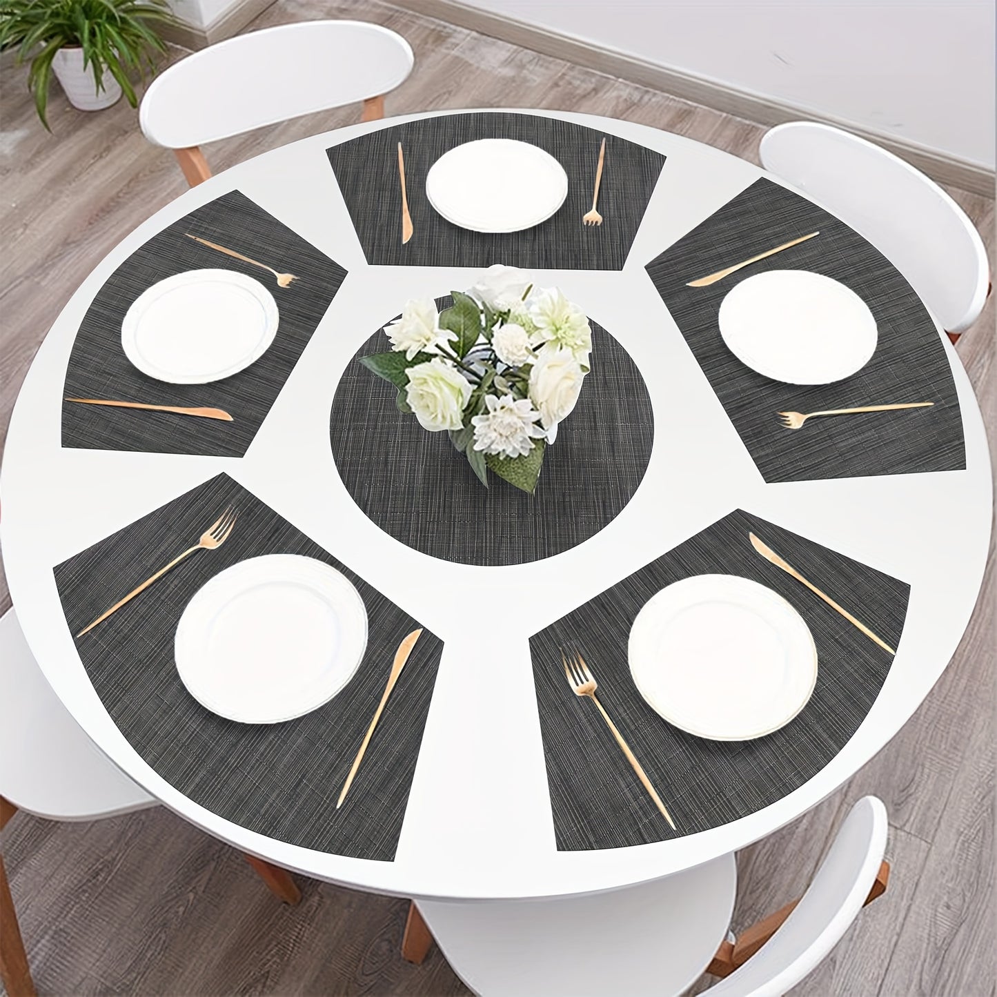 Jogos americanos, tapete de mesa ocidental antiderrapante com isolamento térmico de PVC - 5/7 peças,