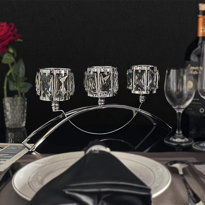 Porta-velas de cristal com 3 cabeças