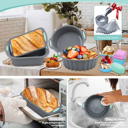 Conjunto de assadeiras de silicone com 45/28/4 peças