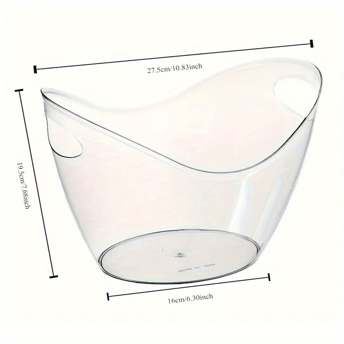 Balde de gelo de acrílico transparente com alças