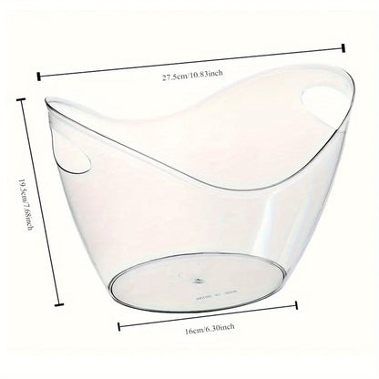 Balde de gelo de acrílico transparente com alças