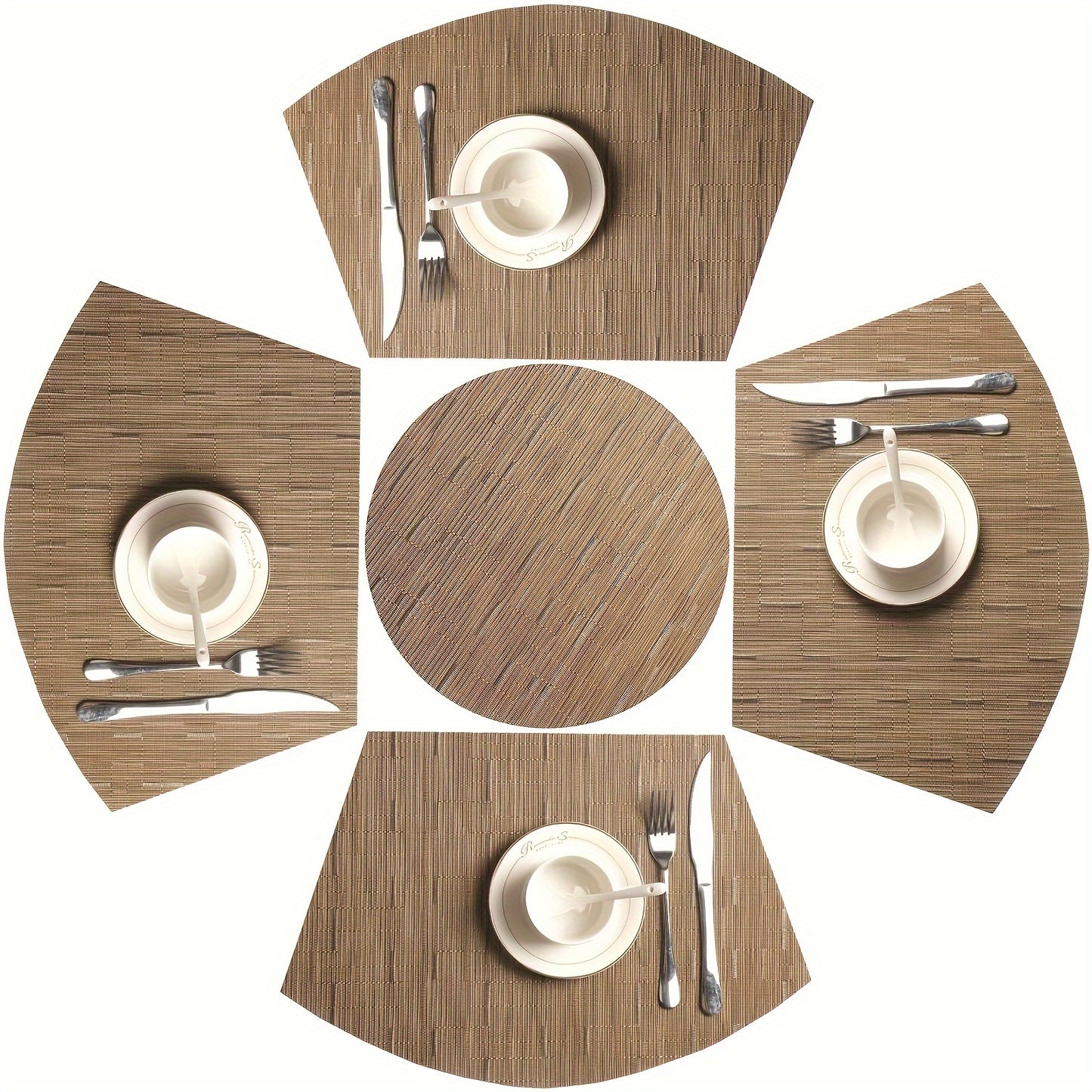 Jogos americanos, tapete de mesa ocidental antiderrapante com isolamento térmico de PVC - 5/7 peças,