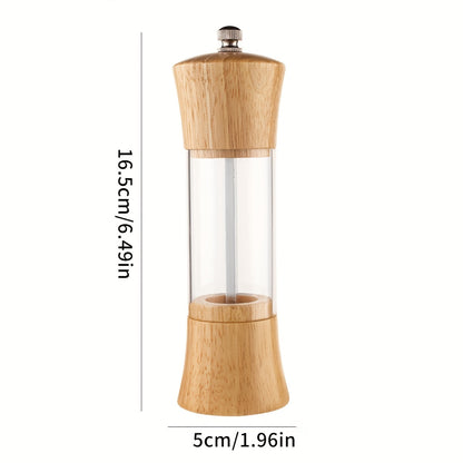 Moedor de pimenta de acrílico e madeira de carvalho de 6 polegadas - 1 peça