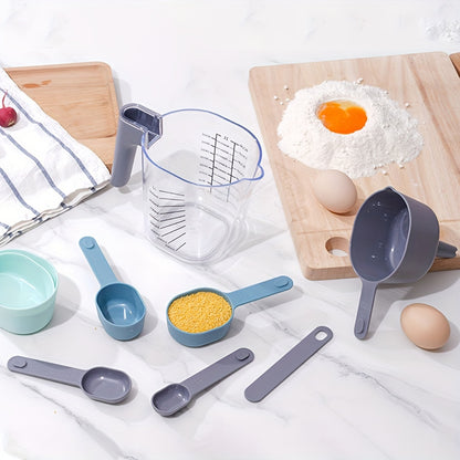 Conjunto de 9 xícaras e colheres medidoras com funil