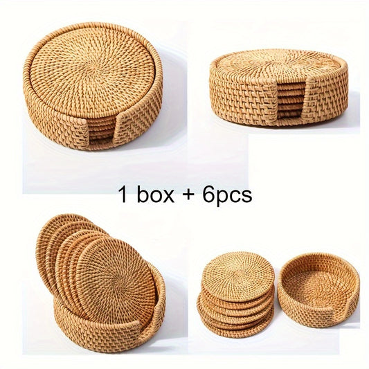 Bases para copos de vime trançadas à mão