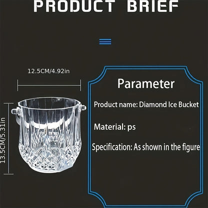 Balde de gelo de acrílico transparente elegante com alça
