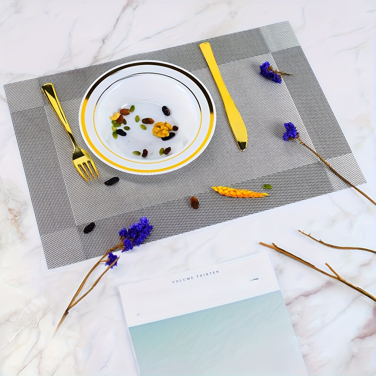 Jogos Americanos diagonais de vinil retangulares - 4 peças