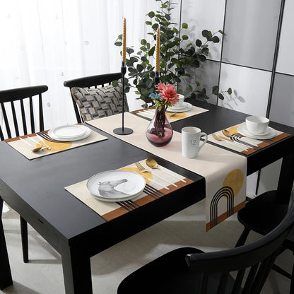 Jogo Americano + Caminho de Mesa de Arte Abstrata Conjunto de Luxo