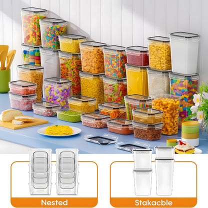 Recipientes para armazenamento de alimentos - 8 potes e 8 tampas