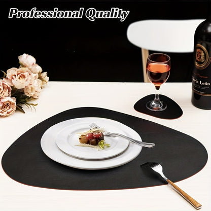 Jogo Americano de 6 peças de couro sintético de duas cores