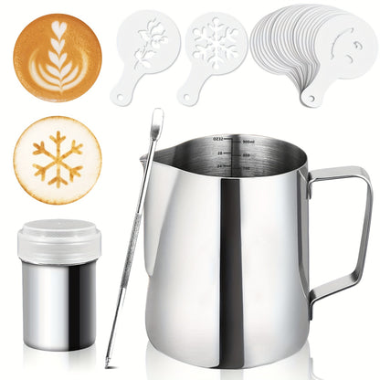 Conjunto de jarra de aço inoxidável para espumar leite de 900 ml