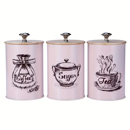 Recipientes de armazenamento com tampa de bambu com 3