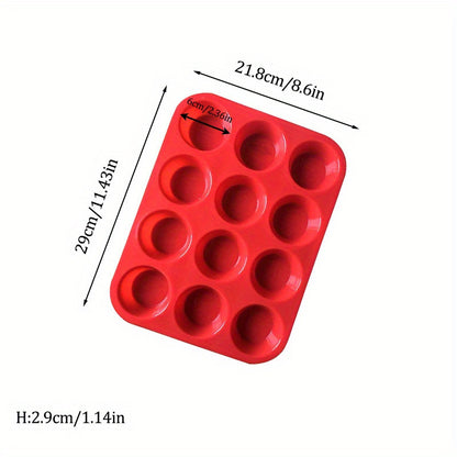 Forma de silicone para muffins, 1 peça, forma antiaderente para cupcakes com 12 cavidades
