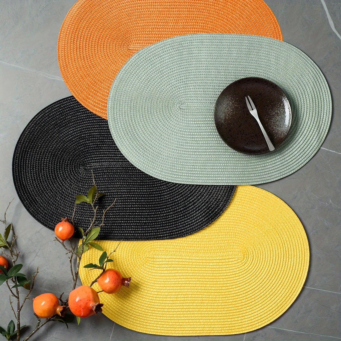 Jogo Americano - 4/6/8 peças tapetes ovais de PP resistentes ao calor e antiderrapantes