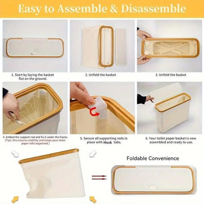Suporte dobrável de madeira para papel higiênico - 1 peça