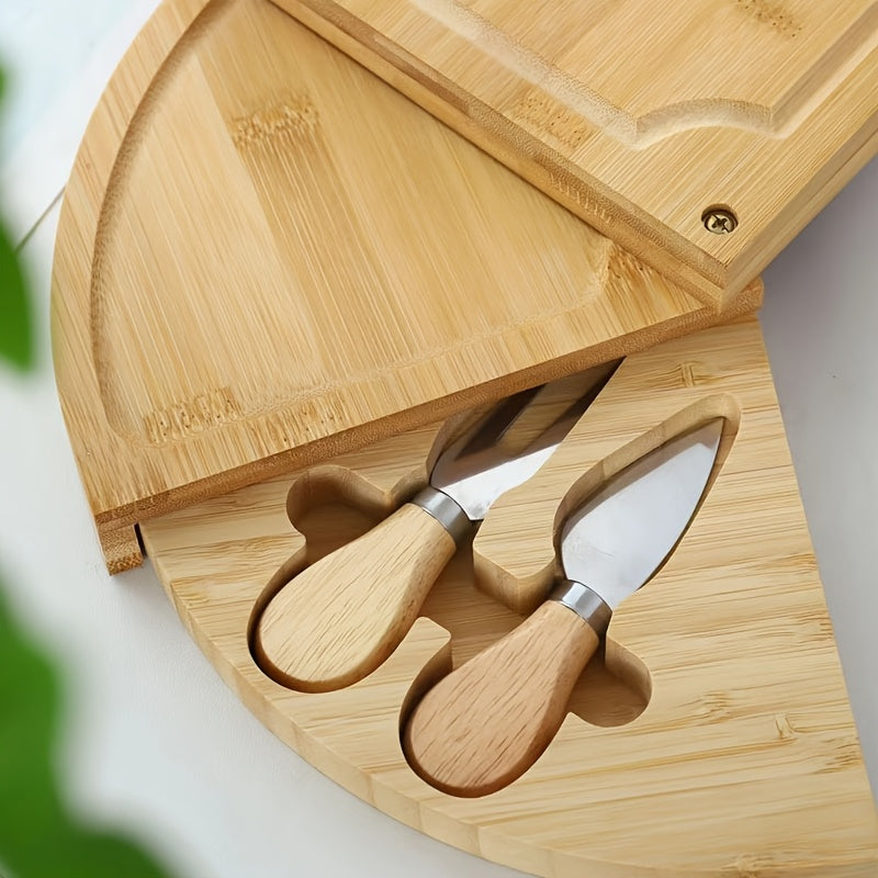 Conjunto de tábua de queijos de bambu com gavetas