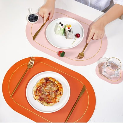 Jogos Americanos - 6 peças de  redondos de couro sintético de cor sólida