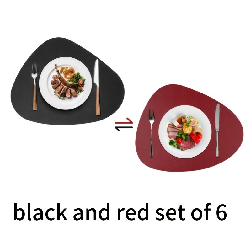 Jogo Americano de 6 peças de couro sintético de duas cores