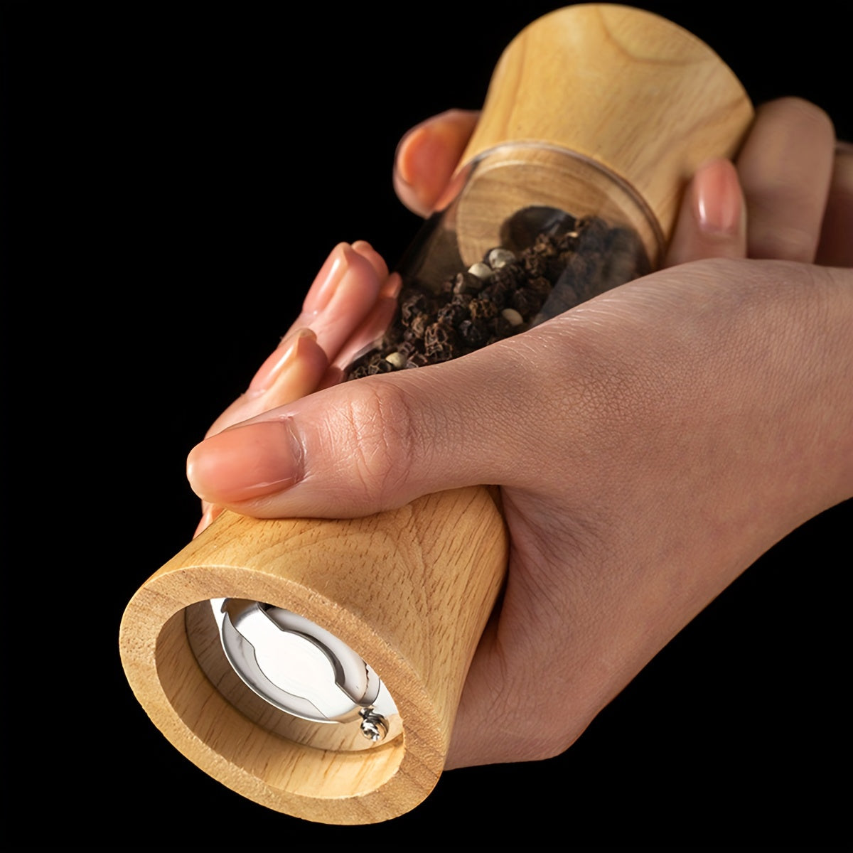 Moedor de pimenta de acrílico e madeira de carvalho de 6 polegadas - 1 peça