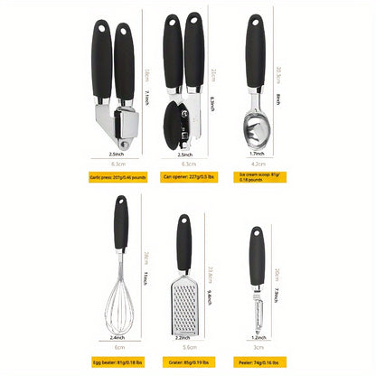 Conjunto de utensílios de cozinha de aço inoxidável - 7 peças