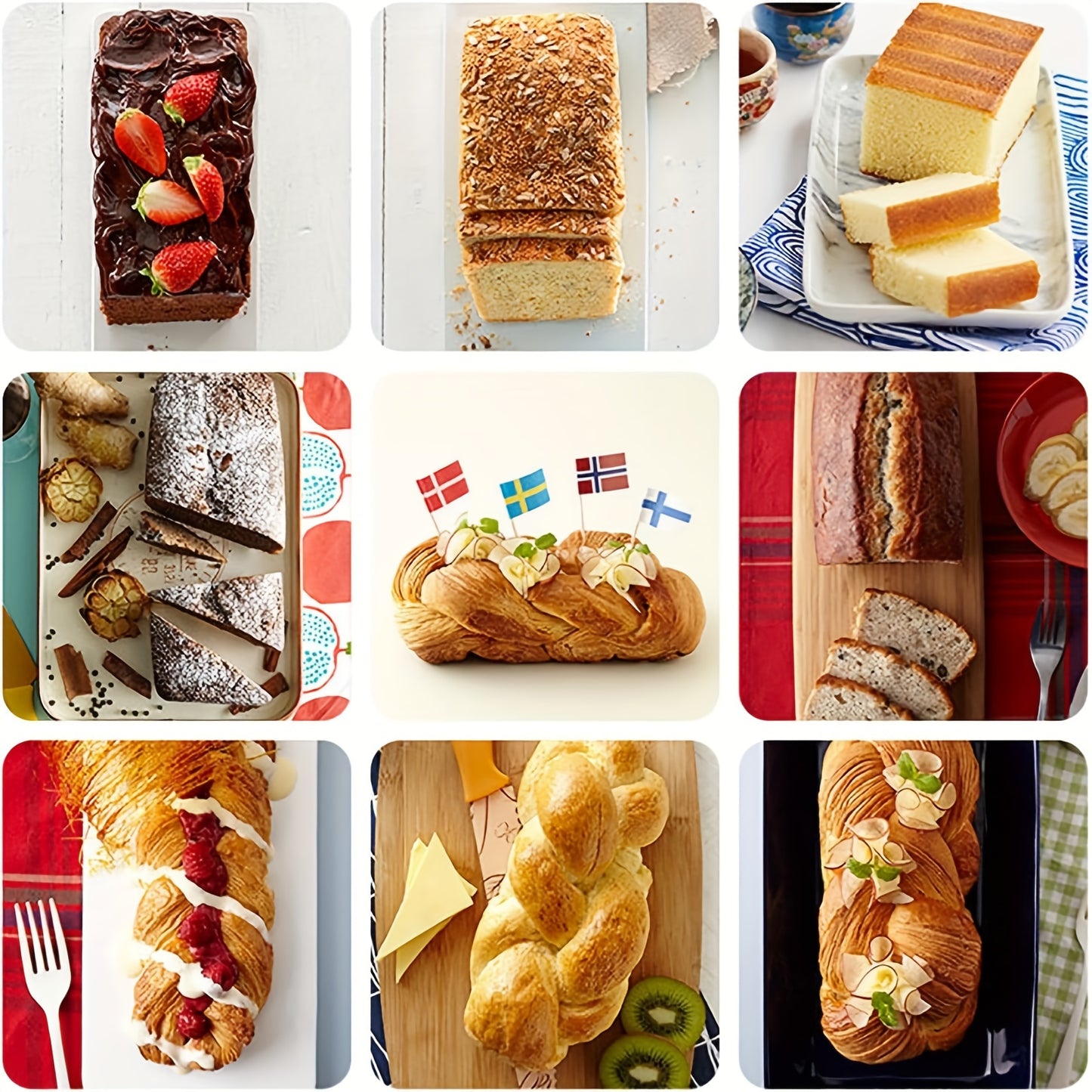 Conjunto de 2 ou 4 formas de silicone para pães e bolos, completo com pincel para untar