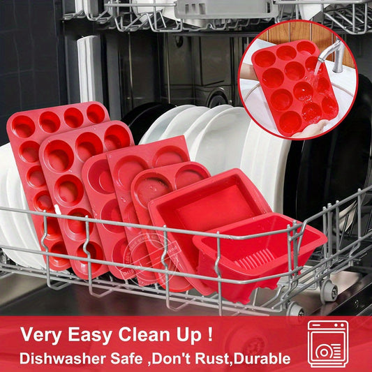 Forma de silicone para muffins, 1 peça, forma antiaderente para cupcakes com 12 cavidades