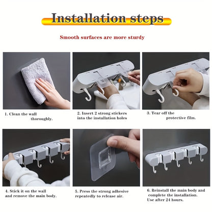 Suporte de parede para esfregão e vassoura - 1 peça