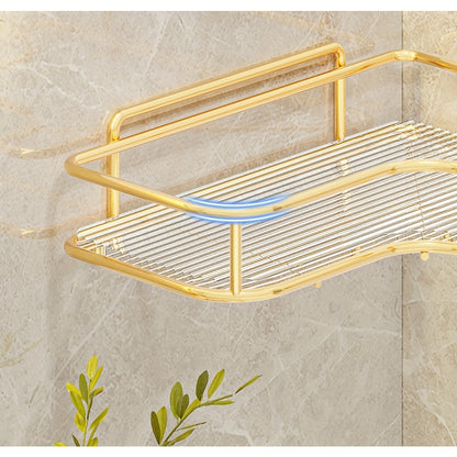 2 prateleiras de canto douradas de aço inoxidável