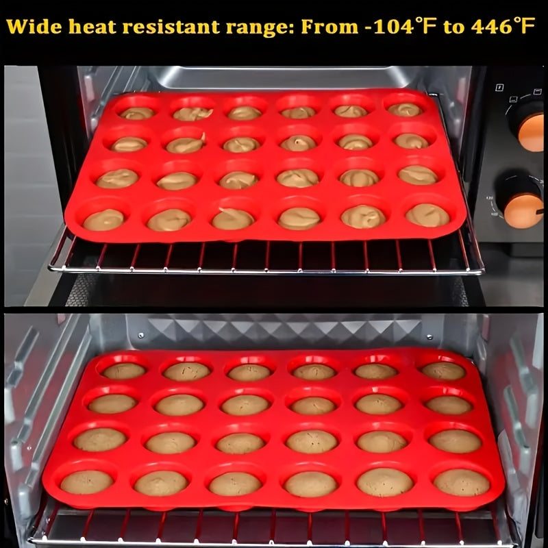 Forma de silicone antiaderente para cupcakes - 1 peça com capacidade para 24 xícaras