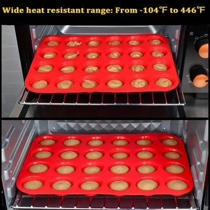 Forma de silicone antiaderente para cupcakes - 1 peça com capacidade para 24 xícaras