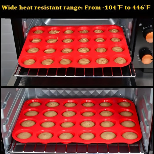 Forma de silicone antiaderente para cupcakes - 1 peça com capacidade para 24 xícaras
