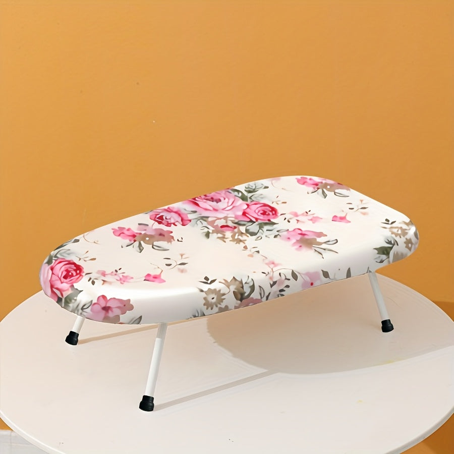 Tábua de passar roupa dobrável compacta de 1 peça com padrão floral rosa