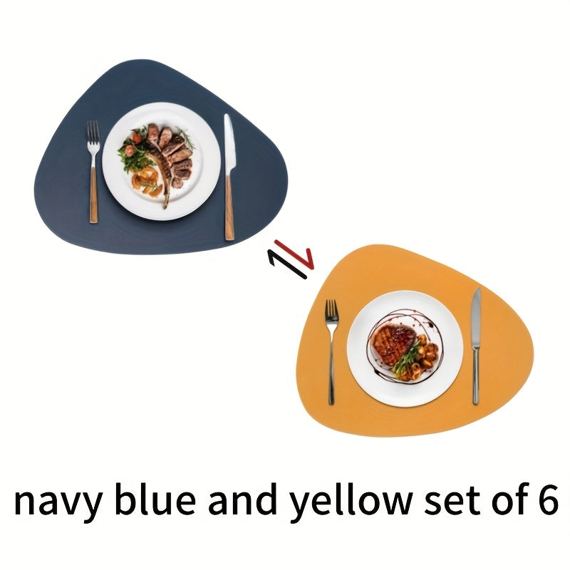 Jogo Americano de 6 peças de couro sintético de duas cores