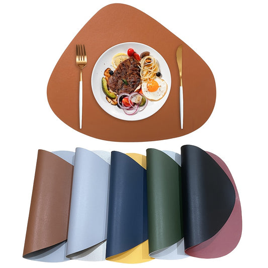 Jogo Americano de 6 peças de couro sintético de duas cores