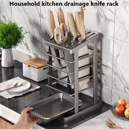 Suporte para facas de bancada com furos de drenagem