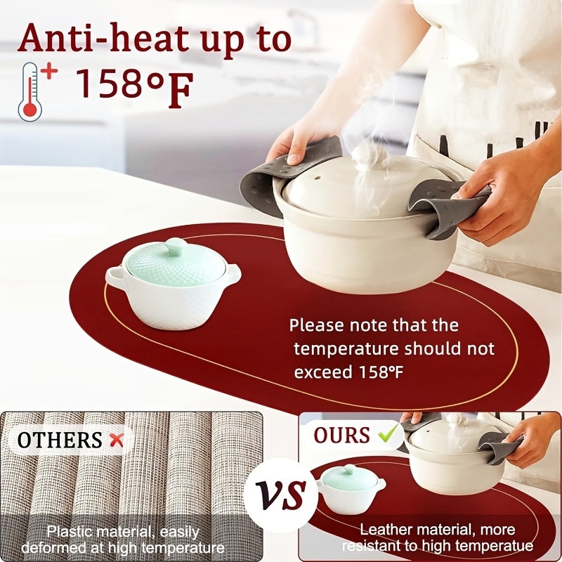 Jogos Americanos - 6 peças de  redondos de couro sintético de cor sólida