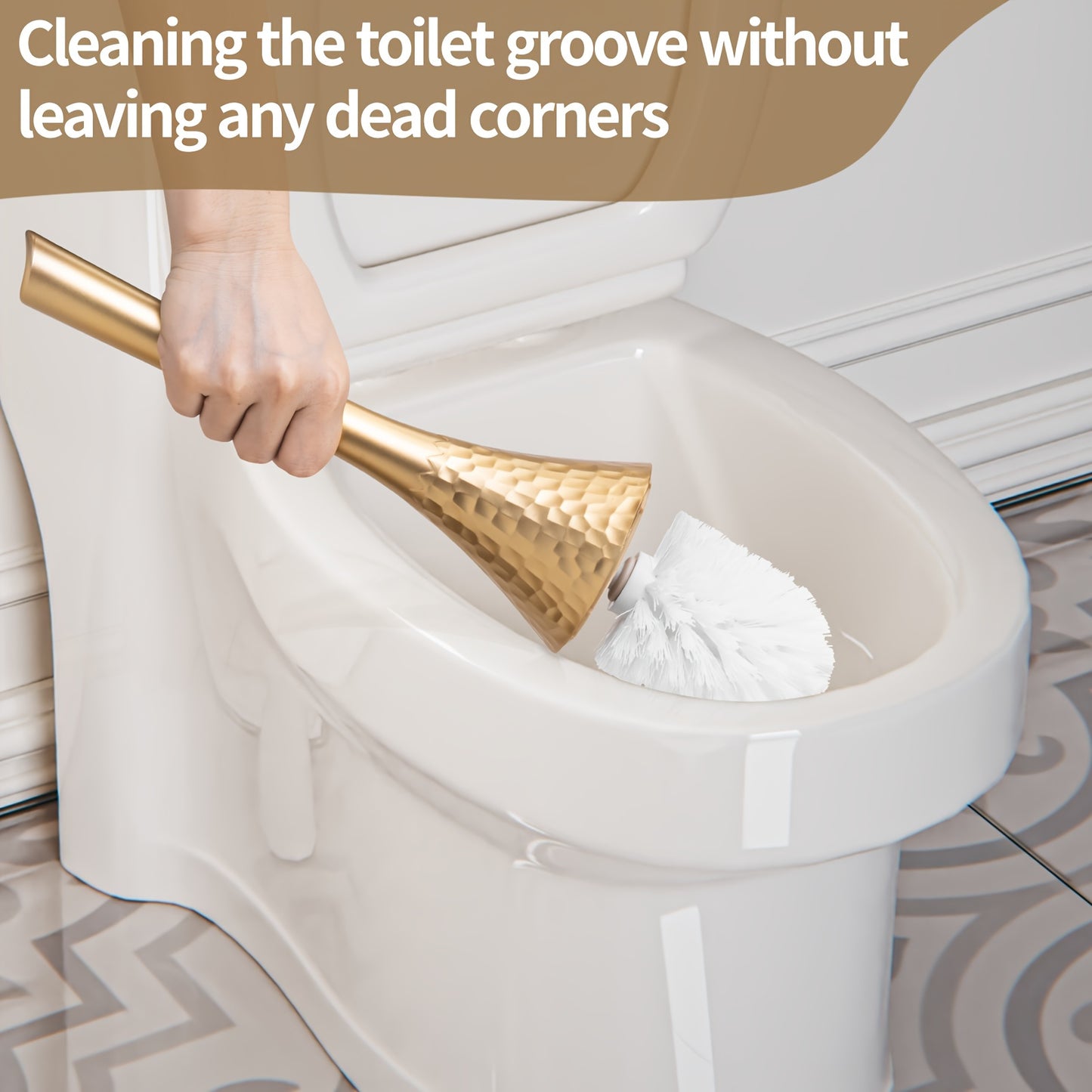 Suporte de escova de vaso sanitário dourado elegante de alta qualidade - 1 peça