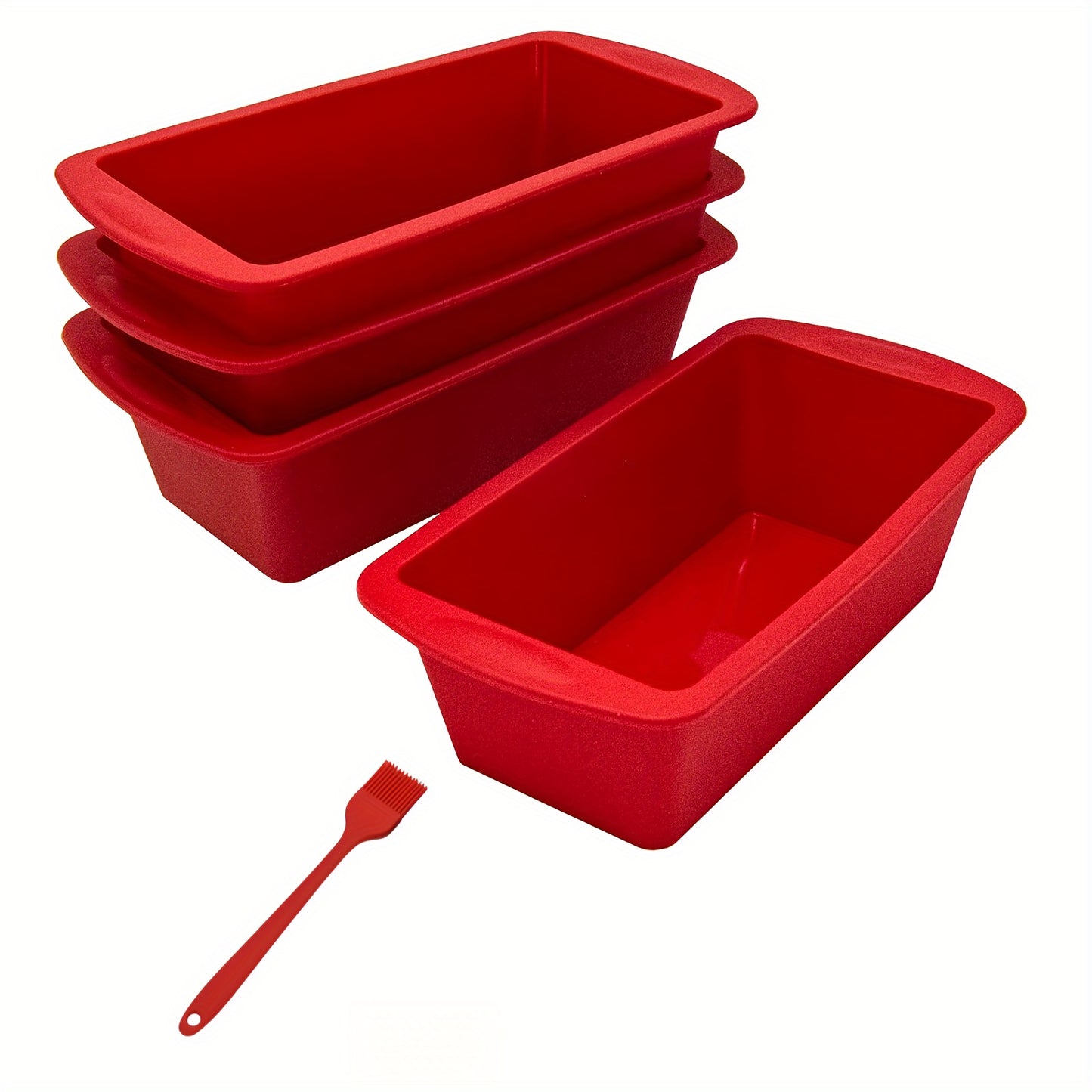 Conjunto de 2 ou 4 formas de silicone para pães e bolos, completo com pincel para untar