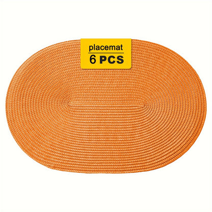 Jogo Americano - 4/6/8 peças tapetes ovais de PP resistentes ao calor e antiderrapantes