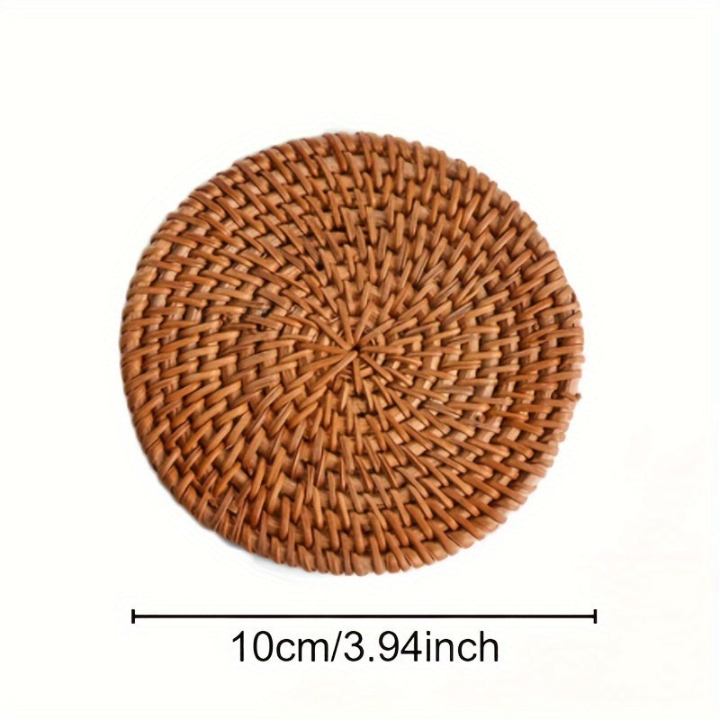 Bases para copos de vime trançadas à mão