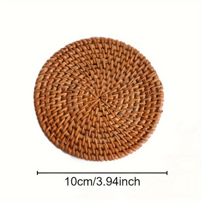 Bases para copos de vime trançadas à mão