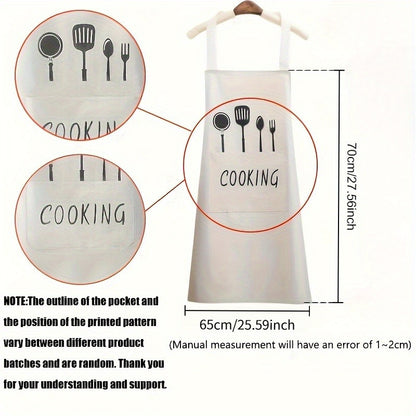 Avental de cozinha de poliéster com bolsos